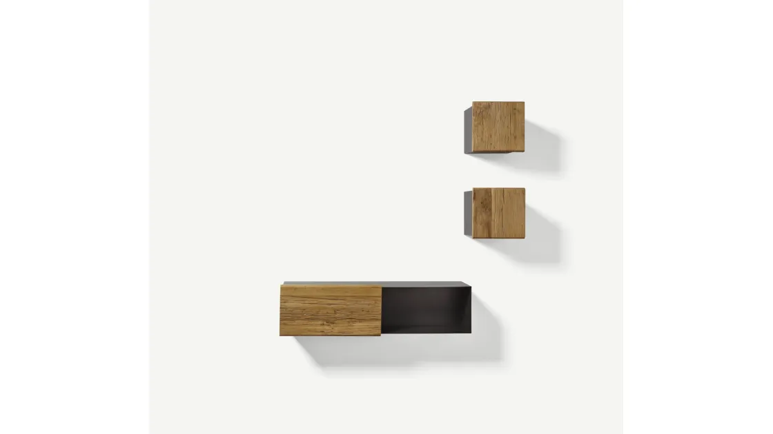 Mensola contenitore Finissimo Living in legno secolare e metallo di Nature Design
