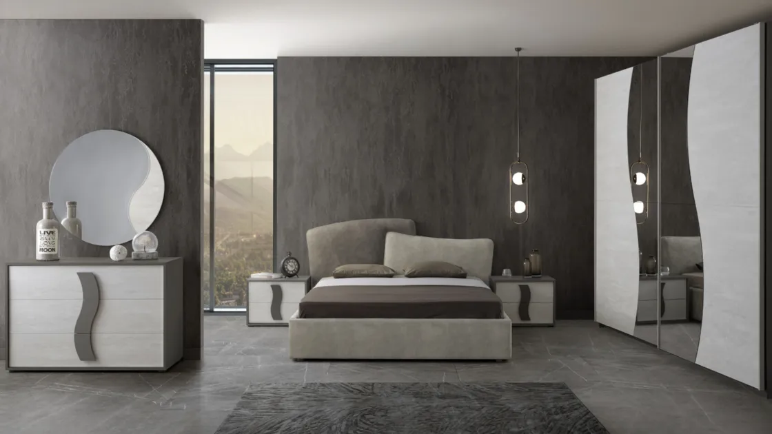 Armadio Bedroom Taylor in legno con specchi sagomati di Imba Srl