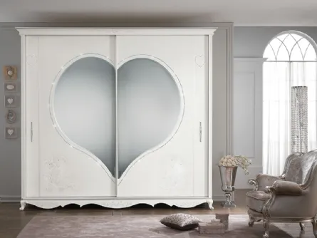 Armadio Cuore laccato Bianco con specchio a forma di cuore di Mobilificio AG