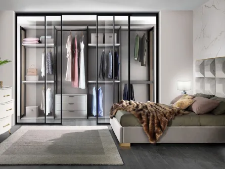 Cabina Armadio Evolution in laccato con fianchi in vetro di Mobil Più