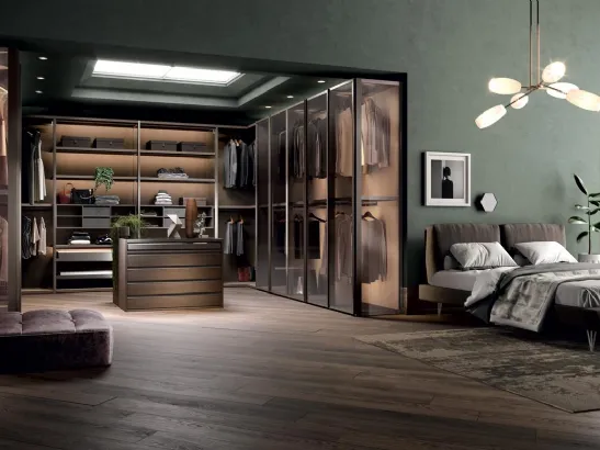 Cabina Armadio Antares A103 in vetro e legno di Mercantini