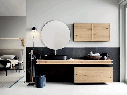 Mobile da Bagno sospeso di design in legno Teddy 02 di Alta Corte