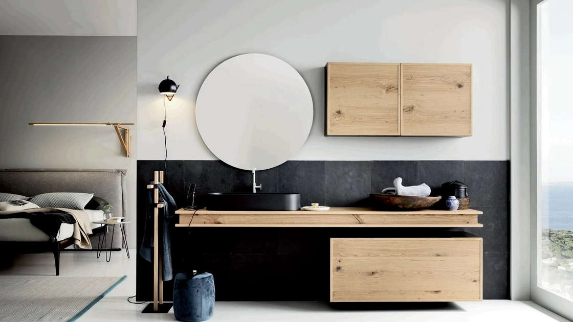 Mobile da Bagno sospeso di design in legno Teddy 02 di Alta Corte