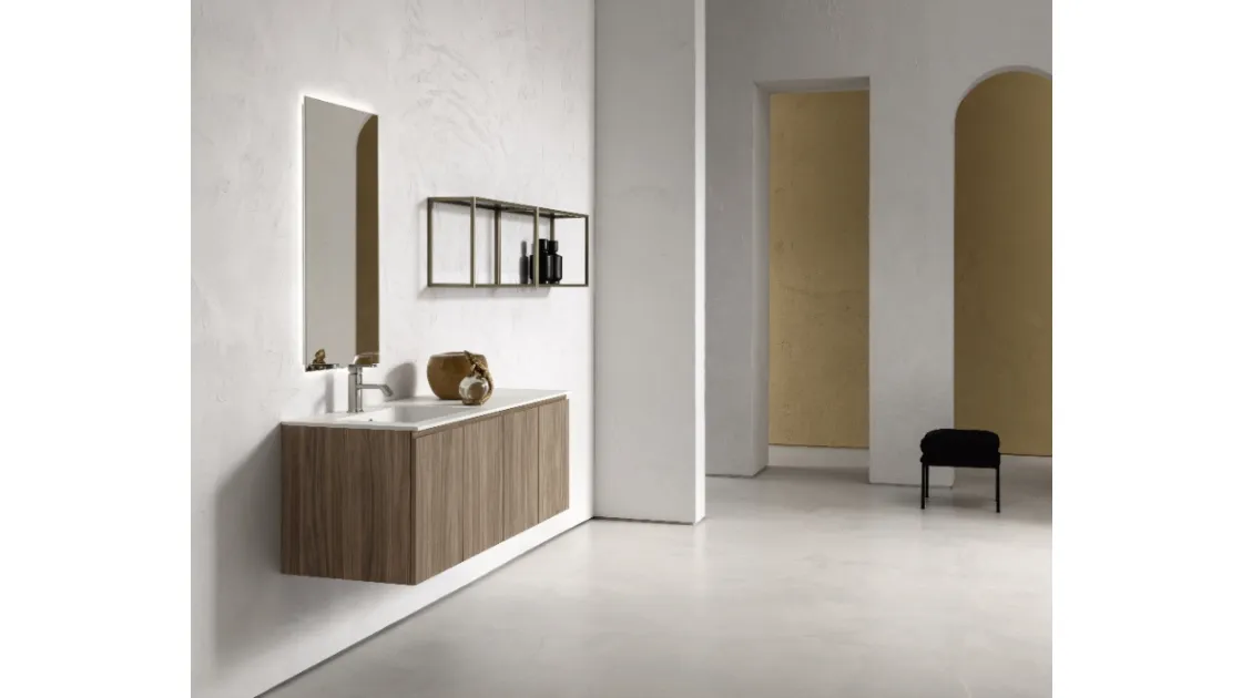 Mobile da Bagno sospeso in nobilitato effetto legno B-GO BG025 di Compab