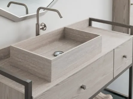 Mobile Bagno da appoggio in nobilitato effetto legno con piano e lavabo in HPL B201 BD022 di Compab