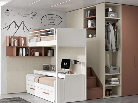 Cameretta 106 a soppalco con letto scorrevole di Ferrimobili