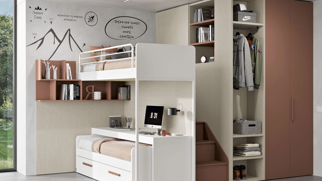 Cameretta 106 a soppalco con letto scorrevole di Ferrimobili