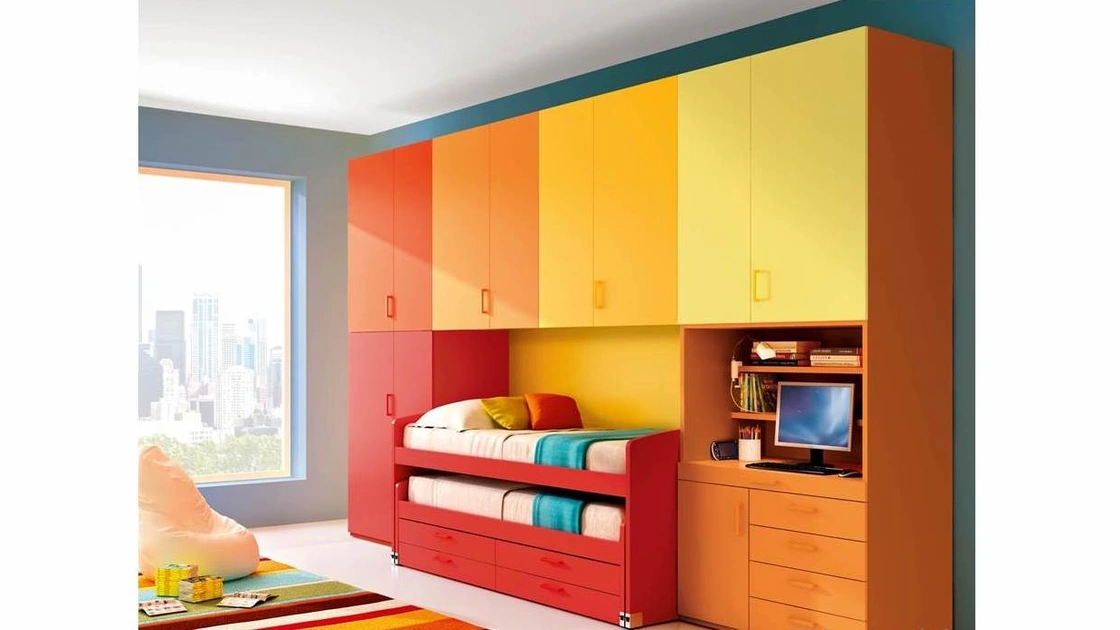 Cameretta 624 a ponte con secondo letto estraibile di Ferrimobili