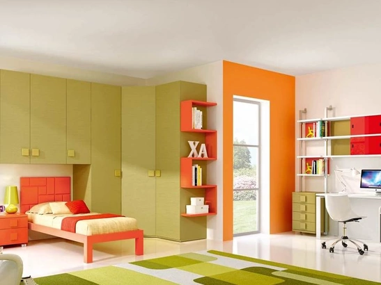 Cameretta 640 a ponte con armadio angolare e scrivania di Ferrimobili