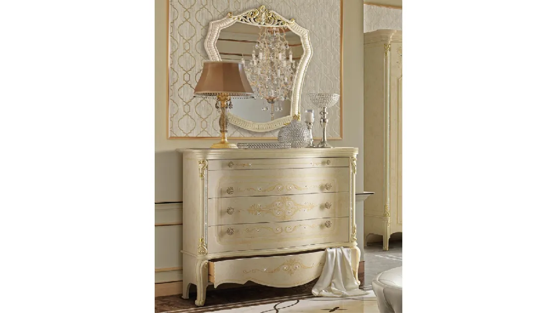 Comò con decoro impreziosito con Swarovski Ginevra Les Précieux di RTL Mobili
