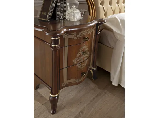 Comodino con decori in foglia oro Peonia Noce di Mobilificio AG