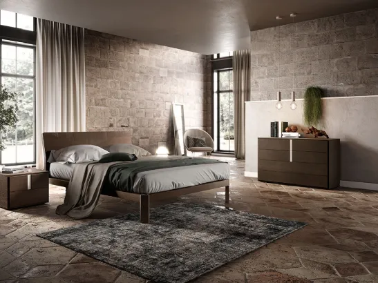 Letto in legno con testiera C01 Apollo e Gamma di Mercantini