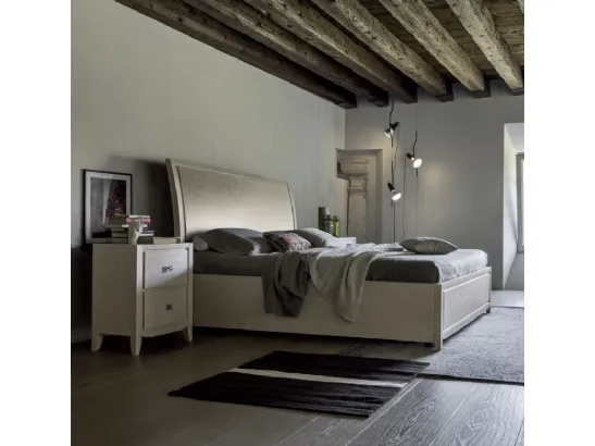 Letto in legno con decoro Foglia Eden Project IM8280 con box contenitore di Imba Srl