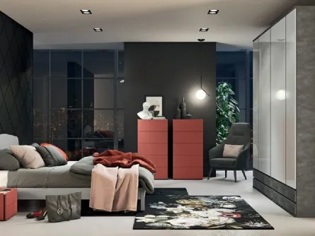 Letto matrimoniale in legno con testiera Golf Leo di Colombini Casa