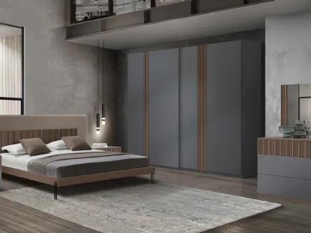 Letto Icon 2|4 IC203 con testiera in ecopelle con inserto in frassino di Imba Srl