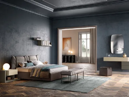 Letto in tessuto con testiera M02 Polis e Omega di Mercantini