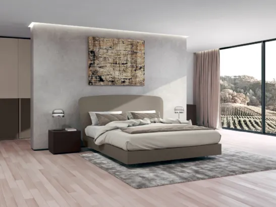Letto matrimoniale in laccato Cappuccino con testiera Marcel di Febal