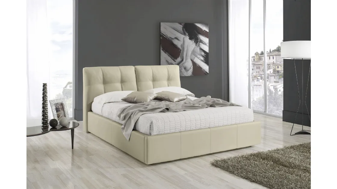 Letto in ecopelle con contenitore Melia di Imba Srl