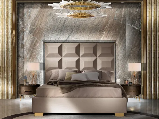 Letto con testiera in pelle con luce a led Incanto di Mobil Più