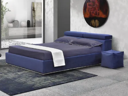 Letto matrimoniale in tessuto imbottito con testiera sdoppiabile e reclinabile Alba di Novaluna