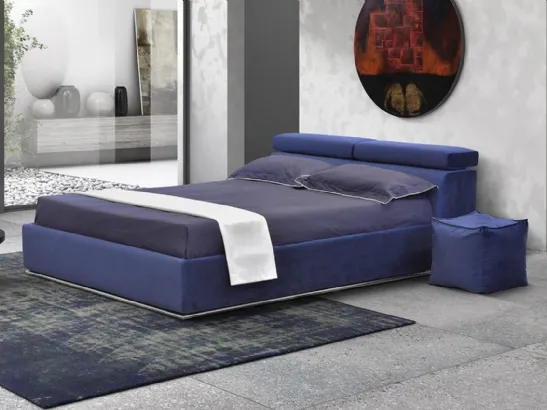 Letto matrimoniale in tessuto imbottito con testiera sdoppiabile e reclinabile Alba di Novaluna