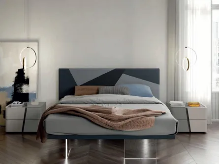 Letto in velluto con testiera Slim Volo di Artigianmobili