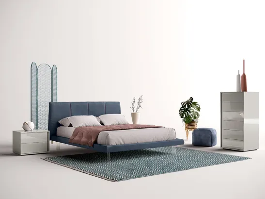 Letto in tessuto con testiera T02 Sirus e Sigma di Mercantini