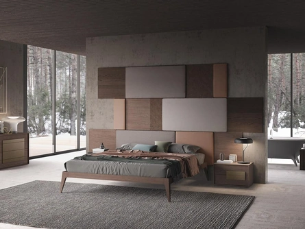 Letto matrimoniale Tetris in legno e tessuto Mobilgam