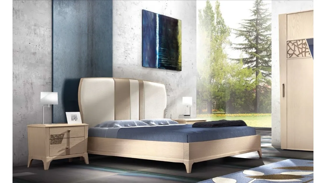 Letto in legno con testiera imbottita Trend Style TR2452 di Imba Srl