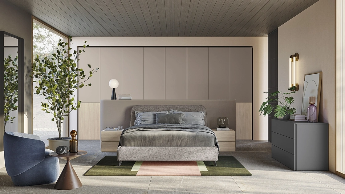 Letto in tessuto con testiera Verso di Colombini Casa