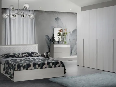 Letto con testiera in legno e pannello in ecopelle Victoria di Imba Srl