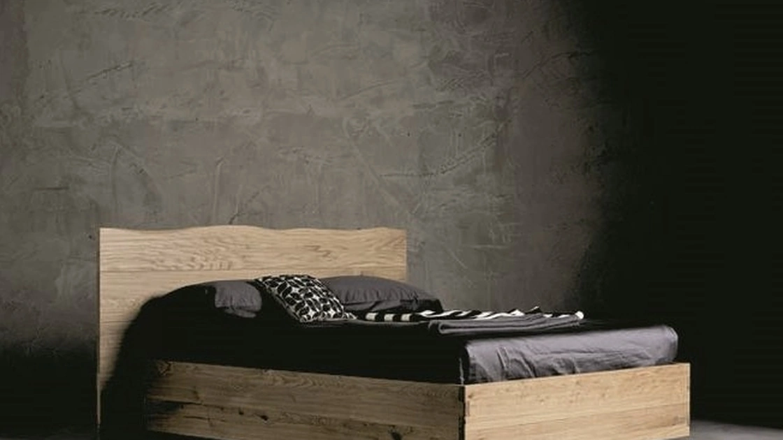 Letto con testiera in legno e box contenitore Wood di Alta Corte