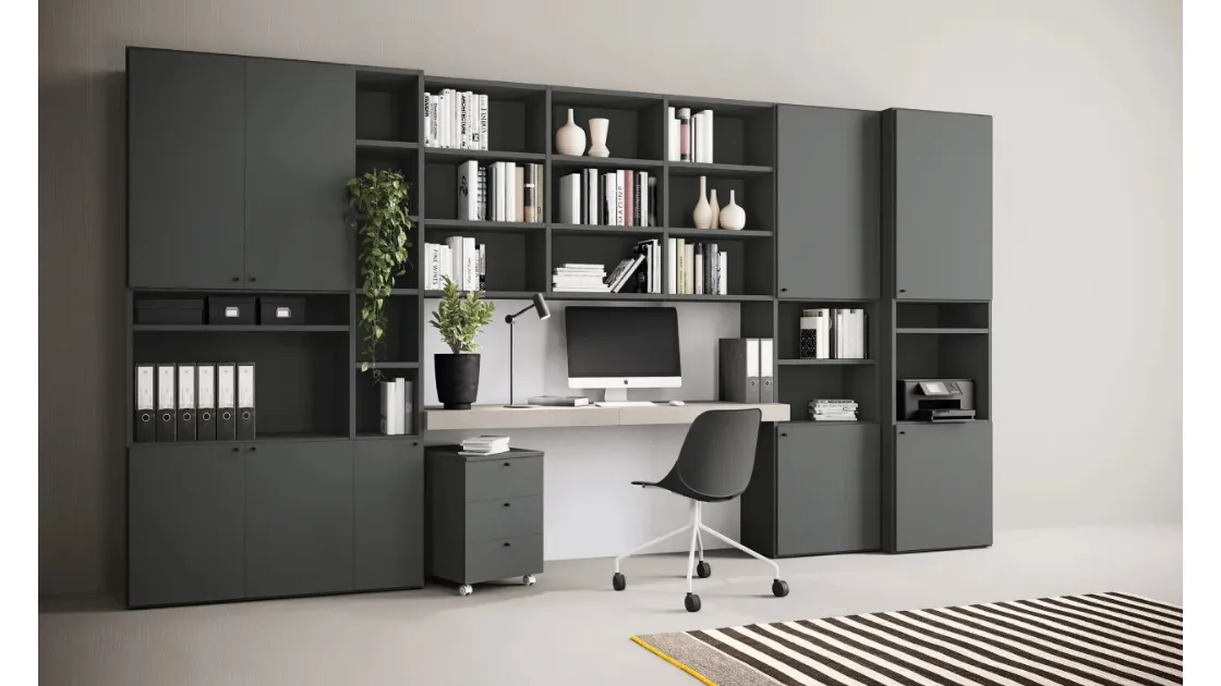 Libreria a muro Golf Infinity I106 con desk ed ante di Colombini Casa