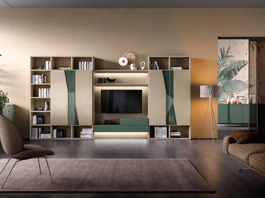 Libreria a muro Kosmos KL209 in laccato opaco di Mercantini