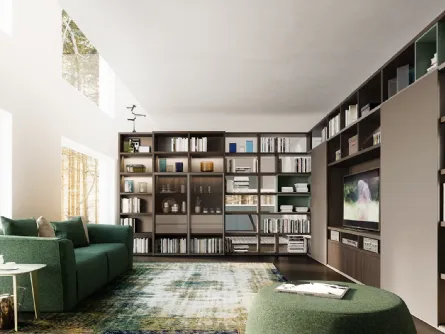 Libreria My Space 5 con vano a scomparsa porta TV di Alf Da Frè