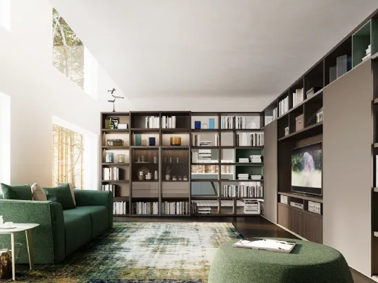 Libreria My Space 5 con vano a scomparsa porta TV di Alf Da Frè