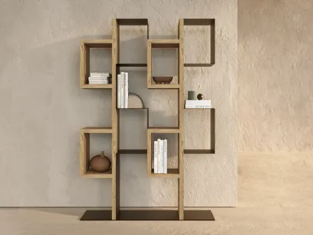 Libreria a muro Gemini in legno secolare e metallo di Nature Design