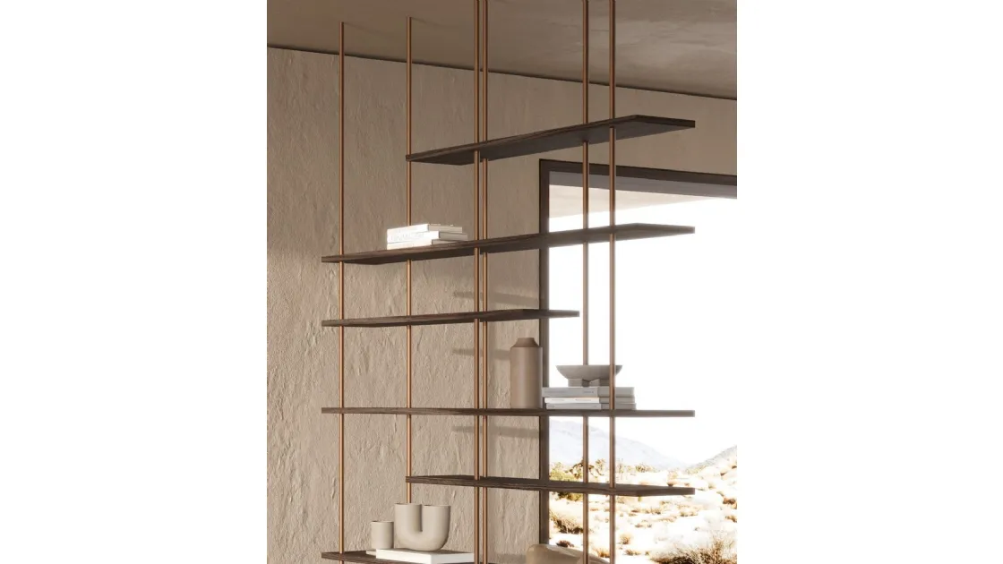 Libreria sospesa in legno e metallo Random Suspended di Nature Design