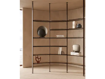 Libreria divisoria con piani in vetro e struttura in metallo Stem Round di Nature Design