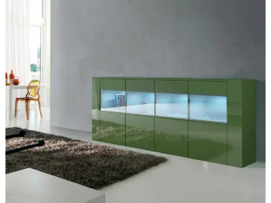 Madia moderna con vetrina in laccato lucido verde 3D 229 di Artigianmobili