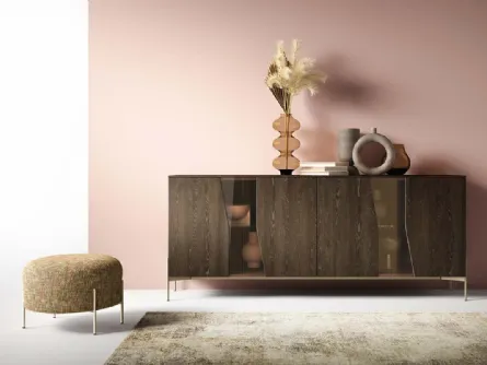 Madia Kosmos KM310 in legno e vetro di Mercantini