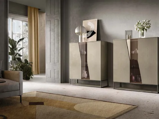 Madia Kosmos KM313 in laccato opaco e vetro di Mercantini