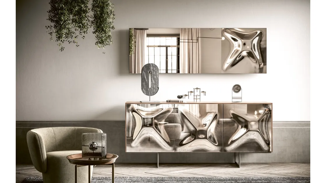 Madia di design con ante in vetro Kristal di 2B Italia