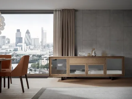 Madia Zenith Zen 01 in legno e vetro di Mobilgam