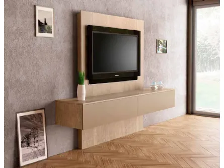 Mobile sospeso 3D 227 in laccato opaco e ecowood di Artigianmobili