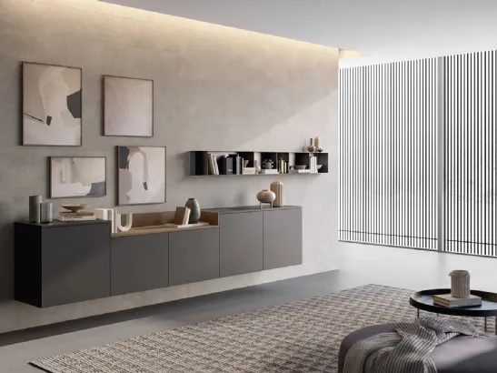 Mobile sospeso Living Time in laccato opaco di Arredo3