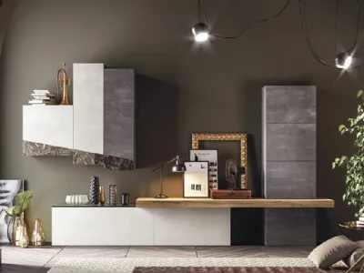 Parete Attrezzata in melaminico con inserti in vetro Club Decor Living Glass B di 2B Italia