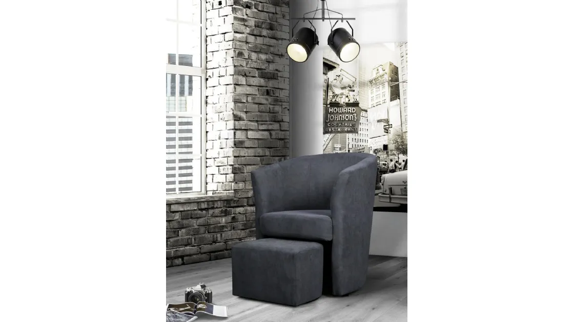 Poltroncina Urban Style con pouf estraibile SD213 in tessuto di Imba Srl