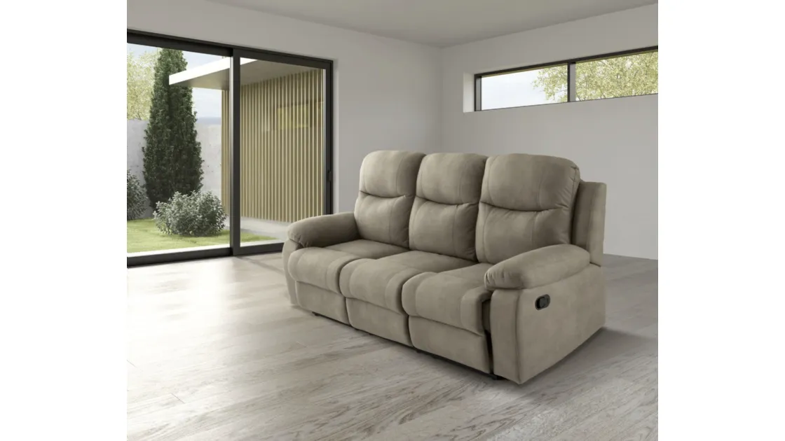 Divano con movimento relax Urban Style SD200 in ecopelle Nabuk di Imba Srl