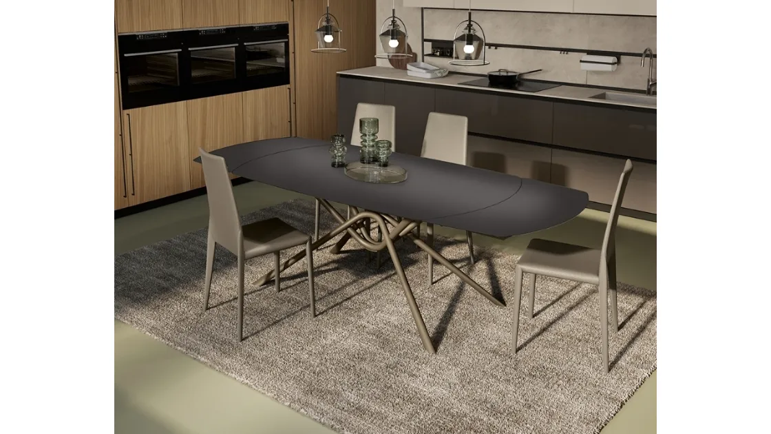 Sedia Elle completamente rivestita in pelle di Febal Casa